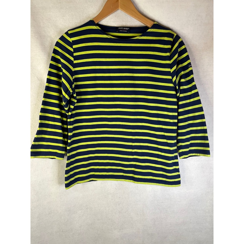 Saint James Breton striped shirt 100% cotton 3/4 sleeve Sz 8 Orig $125 lagenlook